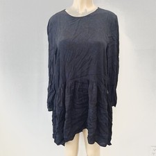 Zara Black Dress Sz M Dark Floral Loose Long Sleeves