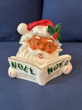 Vintage LIPPER & MANN Ceramic Christmas NOEL Santa Claus Candleholder Japan