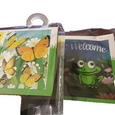 Set of 2 Small Butterfly Frog 12 x 18 Garden Flag NEW