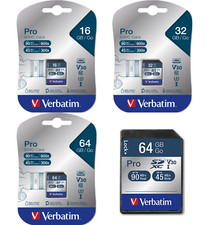 Verbatim Pro U3 SD Card UHS-I 4K Ultra HD Memory Card SDXC V30 16GB 32GB 64GB