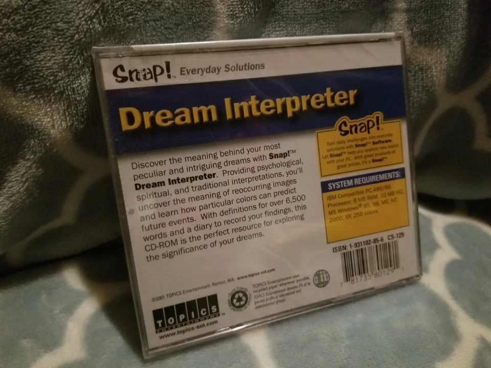 Dream Interpreter Computer Disc, (For PC, 2001), Completely Sealed, Free Shipp.! - Image 2 of 2