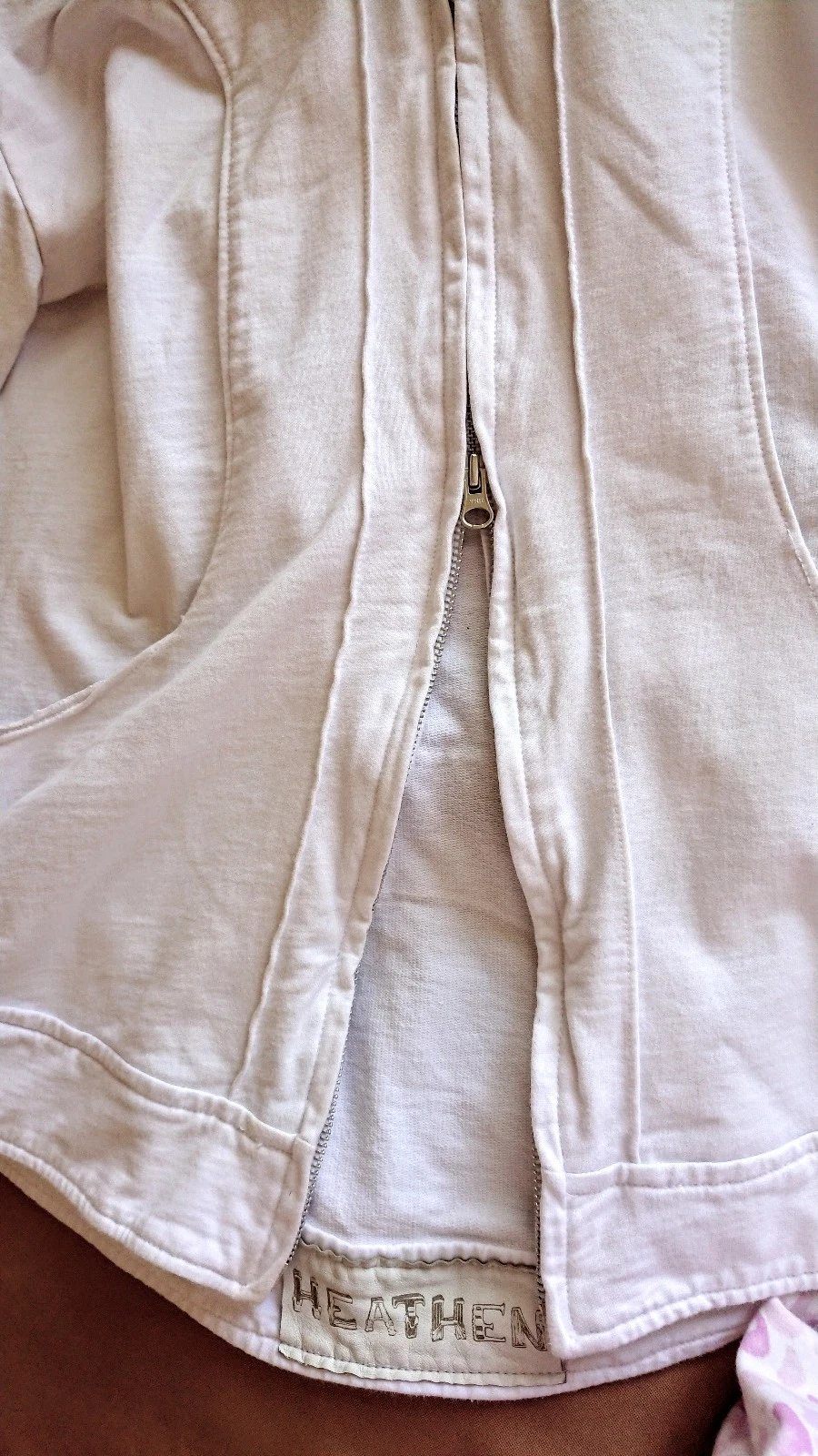 OFF WHITE Felpa con cappuccio HEATHEN Tribal in cotone bianco sporco taglia M