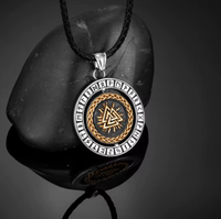Nordische Halskette - Valknut Rune Wikinger Vikings - Amulett AnhäNger 40 Mm