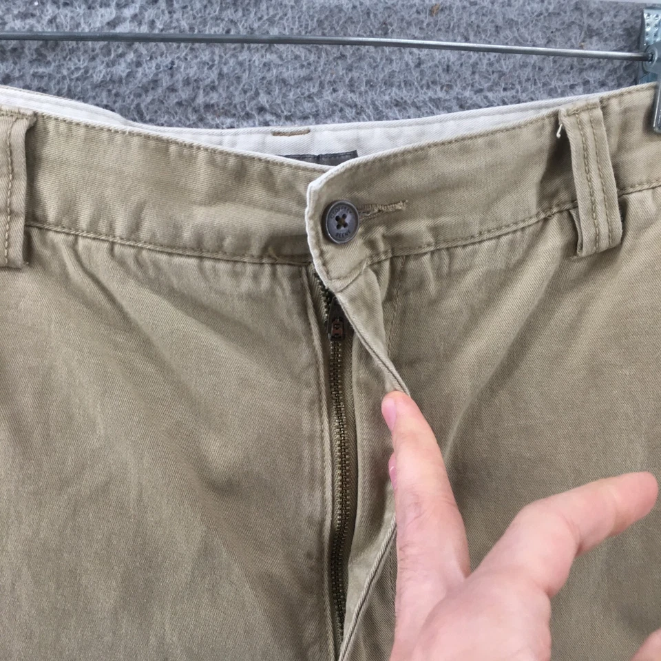 Pantalones Cortos Chinos Geoffrey Beene Para Hombre 42 (real 39x8) Beige Algodón tiro alto Cremallera Mosca Foto 3 de 4