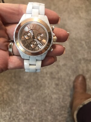 Vicence Italy Bold White Ceramic Chronograph Watch 14K Pink  display picture 3