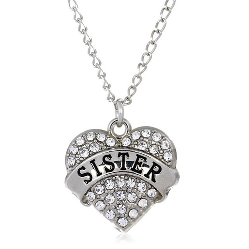 Heart Crystal Rhinestone Mom Family Chain Pendant Necklace Christmas Mother Gift - Picture 5 of 23