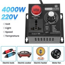 Main Plug 4000W Variable Voltage Regulator Speed Motor Fan Control Controller UK