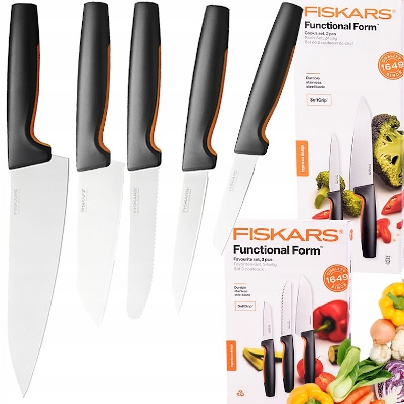 FISKARS MESSERSET, 5 KÜCHENMESSER, MESSER, JAPANISCHER EDELSTAHL, SATZ MESSERN - Bild 3