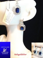 Orecchini Donna Pendenti Blu Argento SWAROVSKI ORIGINALI Cristalli Ragazza sposa