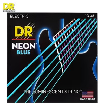 DR NBE-10 Hi-Def Neon Blue K3 Coated Electric Guitar Strings 10-46