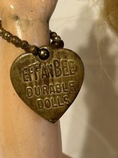 Vintage Compostion Effanbee F&B Suzanne with ?Durable Doll? Metal Heart Bracelet