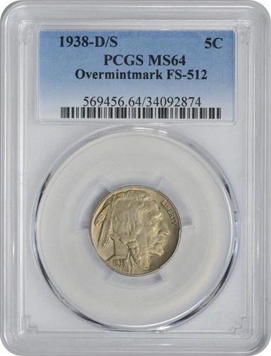 1938-D/S Buffalo Nickel OMM FS-512 MS64 PCGS