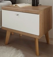 Nachttisch Kommode Weiß Matt Und Eiche Riviera Nachtschrank Skandinavisch Helge
