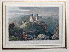 Steel engraving Rabeneck Franconian Switzerland Ludwig Richter Grünenwald colored S2_8
