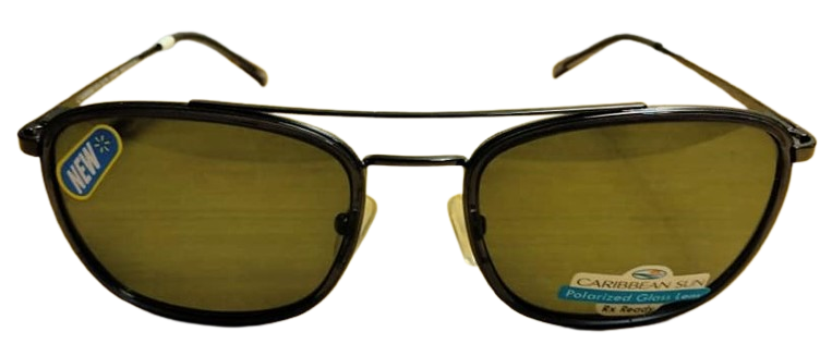 NWT Caribbean Sun polarized sunglasses glass lens gunmetal 55-20-140 Rx-able