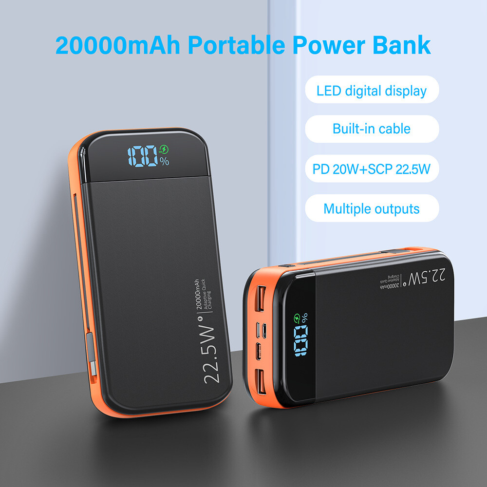 32000 mAh Portable Power Bank USB 22.5W External Battery Charger For Cell Phone