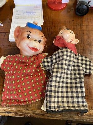 Vintage Hand Puppets Wimpy Bell Hop Monkey Toys 1950s-1960s Popeye