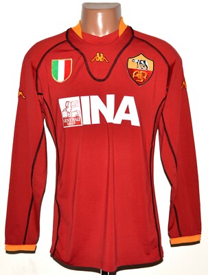 AS ROMA ITALY 2001/2002 HOME FOOTBALL SHIRT KAPPA SIZE L ADULT LONG