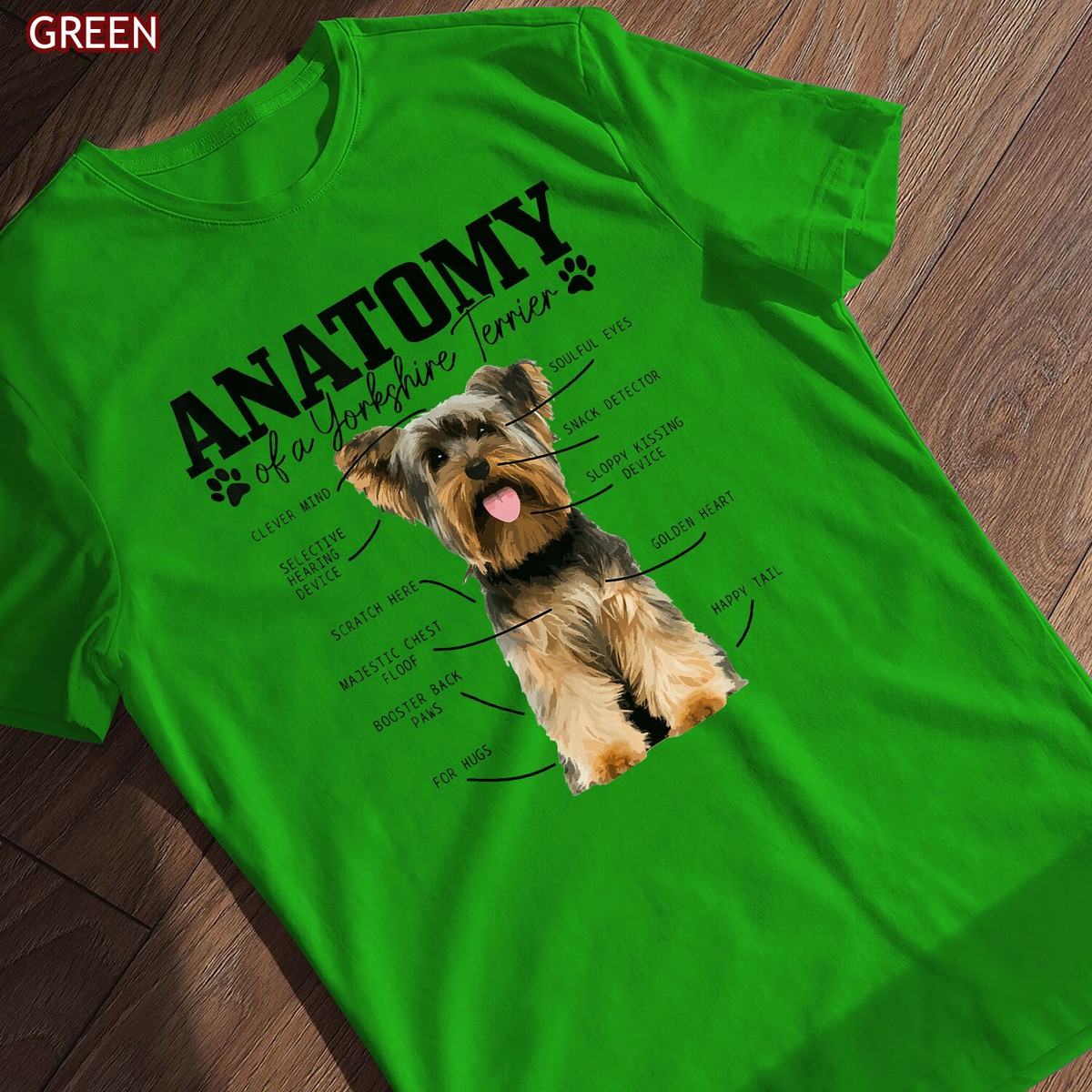 ULTRABASIC Women's Graphic V-Neck T-Shirt - Eco-Friendly Dog Mom Tee With Yorkshire Terrier Print