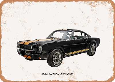 Classic Car Art - 1966 Shelby GT350SR Oil Painting - Rusty Look Metal Sign