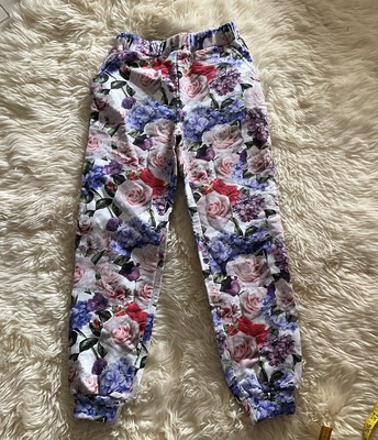 Romey Loves Lulu Pant Kid Size 10 Pull On Thick Joggers Roses Floral Sweat Pants