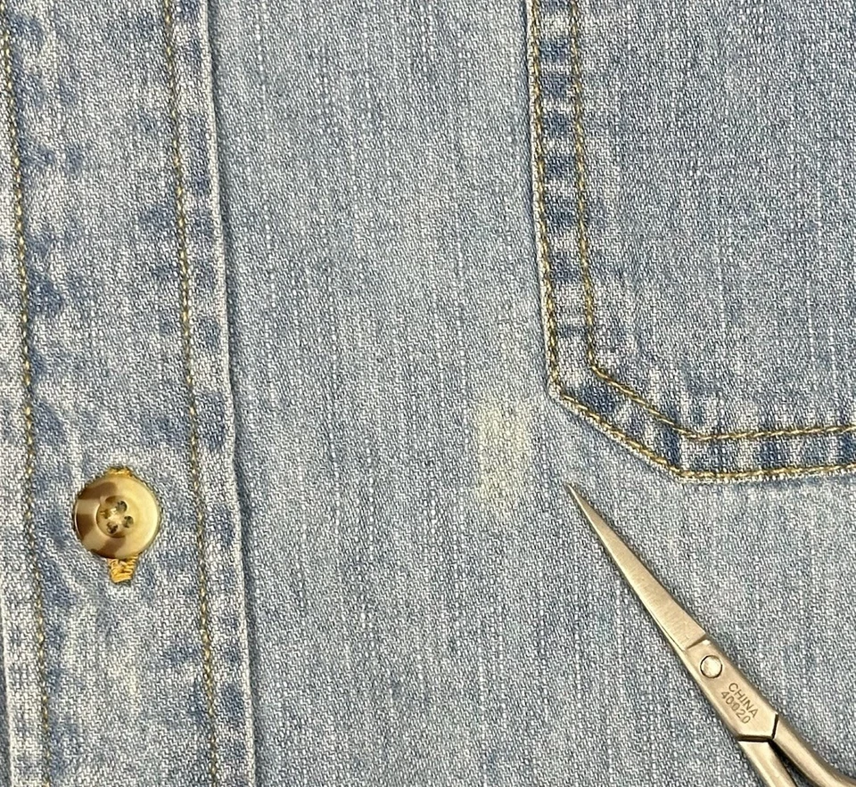 Route 66 Shirt Mens Large Light Blue Cotton Denim Button Down Pocket Workwear - Image 3 of 4