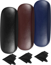 3-Pack Hard Glasses Case for Reading Eyeglasses and Sunglasses with Cleaning Clo