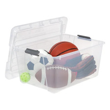 IRIS STORAGE CONTAINERS PLASTIC BINS STACKABLE TUBS BOXES WITH LIDS 45 QT  6PK