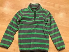 Carter  s - 1/4 Zip Up Fleece Jacket - Kids Size 6 - Green And Gray Stripes