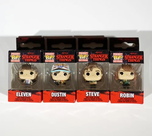 LOT of 4 NEW Funko Pop! Stranger Things Keychains - Eleven Dustin Steve Robin