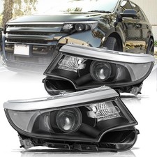 Headlight Assembly Pair for 2011-2014 Edge HID Xenon Black Clear