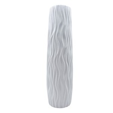 Keramik Vase Wellenmuster Weiß ca.60 cm