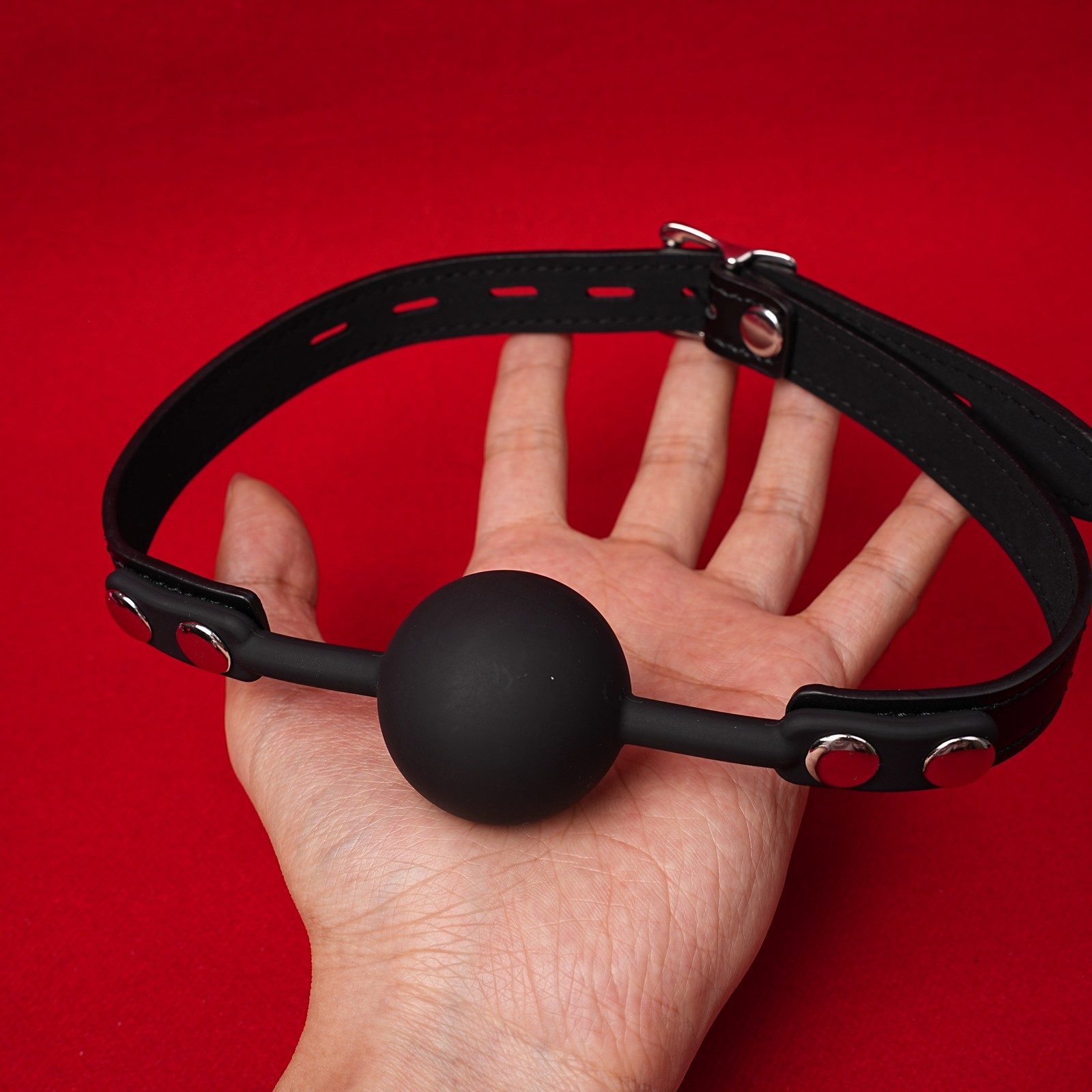 Full Silicone Ball Oral Mouth Gag Adjustable Harness Belt Restraint Roleplay SM