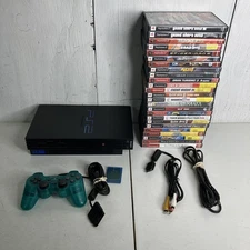 SONY PlayStation 2 Fat Black PS2 Bundle SCPH-39001 25 Games Simpsons SPIDER-MAN