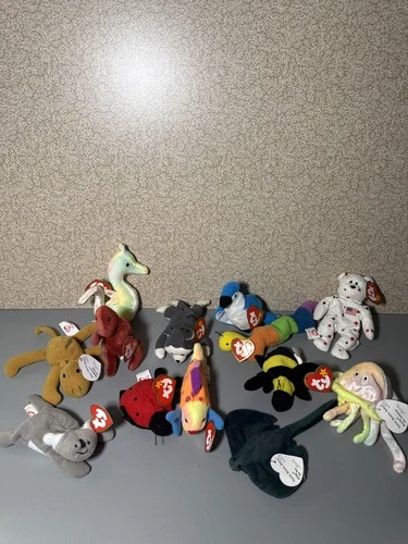 Ty Beanie Babies Lot of 13 w/ Tags Vintage 90s Plush Mixed Animals Collection