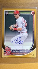 2025 Bowman Thomas Saggese Gold Rookie Auto 27/50 PRV-TS St. Louis Cardinals RC