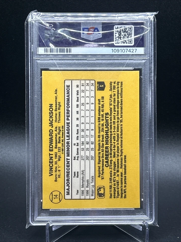 1987 Donruss The Rookies - Bo Jackson #14 (RC) PSA 3 Very Low Pop - Image 2 of 2