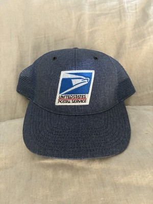 Vintage USPS United States Postal Service Blue Trucker SnapBack Hat Made In USA