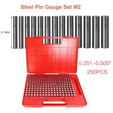 250 Pc M2 .251-0.500'' Steel Plug Pin Gage Set Minus Plus Pin Gauges Metal Gage