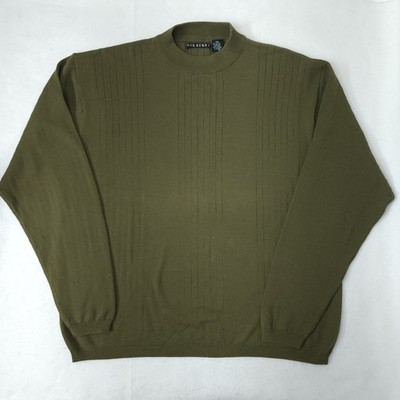 Cable Knit Mens Army Green Sweater John Henry Mock Neck Army Green