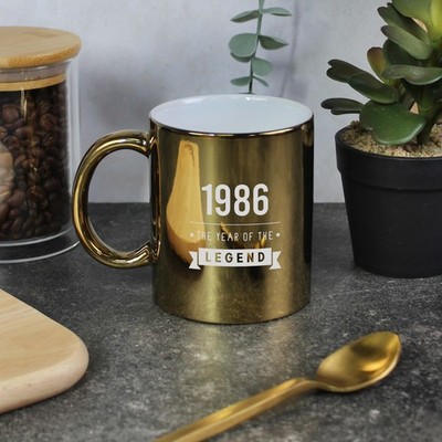 1986 Year of The Legend Gold Kaffeebecher 350 ml Papa 40. Geburtstag Geschenk für Ihn