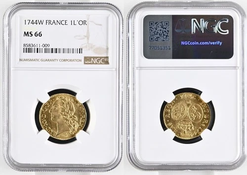 France - Louis XV - Louis d'or 1744 Lille - NGC MS 66 - TOP POP