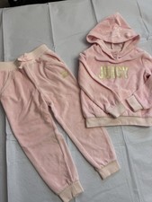 Juicy Couture Kids Velour Tracksuit 4T Pink Y2K Hoodie Jogger Set