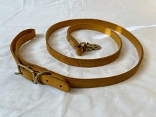 Yellow Leather Dog Leash with Solid Brass Hardware