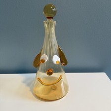 Fratelli Toso Murano Art Glass Clown Face Decanter With Stopper