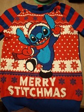 Disney Lilo  Stitch Christmas Sweater Long Sleeve Merry Stitchmas Size Small