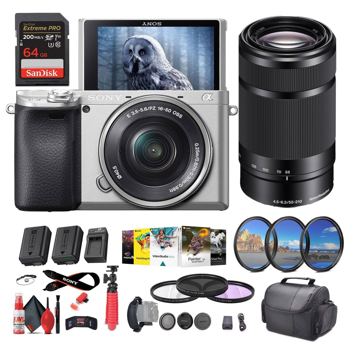 Sony a6400 Mirrorless Camera with 16-50mm Lens (Silver) with Real