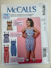 McCall's 7376 sewing pattern, Girls Romper/Jumpsuit, Learn to Sew Easy, UNCUT