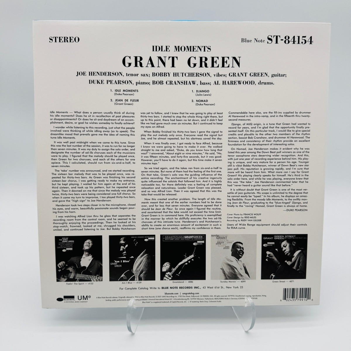 Grant Green Idle Moments LP Blue Note BST 84154 2021 Reissue Jazz