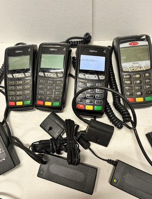 Lot Of 4 Ingenico iCT220 Credit Card Terminal w/ Chip Readers & 3 Power Supplies